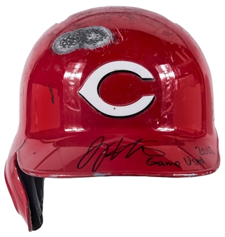 2015 Joey Votto Game Used, Signed & Inscribed Cincinnati Reds Batting Helmet (MLB Authenticated & PSA/DNA)